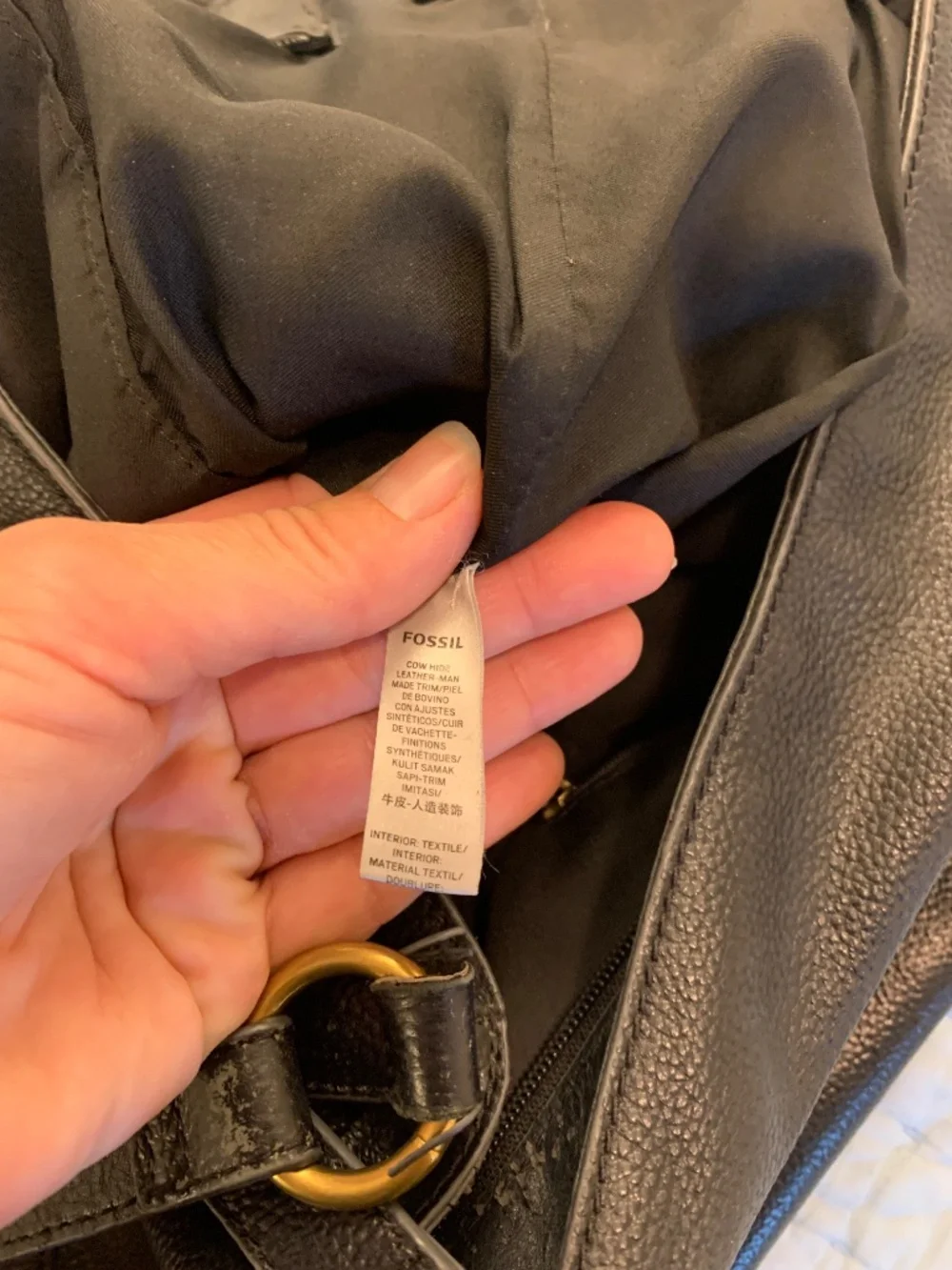 Fossil black leather handbag